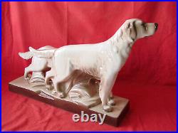 Ancienne sculpture céramique Art déco chien setter St Radegonde Lefrançois