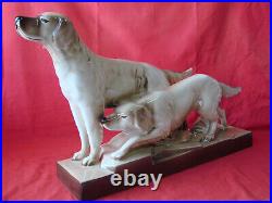 Ancienne sculpture céramique Art déco chien setter St Radegonde Lefrançois