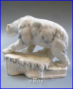 Art Déco Céramique Eisbär Animal Figurine Ours Polaire Pôle Nord Arctique À 1930