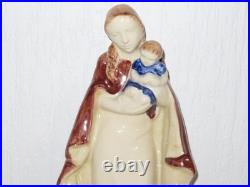 Art Déco Céramique Madonna Avec Enfant Jésus Coloré
