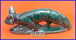 Art Déco Sculpture zoomorphe Céramique vernissée N° 928 Renard 420x160x60