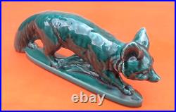 Art Déco Sculpture zoomorphe Céramique vernissée N° 928 Renard 420x160x60