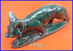 Art Déco Sculpture zoomorphe Céramique vernissée N° 928 Renard 420x160x60