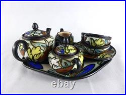 Art Deco Tete-a-tete Bergen Thé Belge En Céramique Pour 2 Avec Plateau 1930