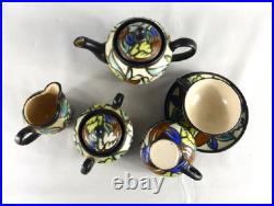 Art Deco Tete-a-tete Bergen Thé Belge En Céramique Pour 2 Avec Plateau 1930