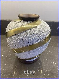 Art Deco Vase Dlg Louis Dage Céramique Crispée Et Lisse Or