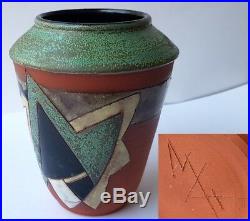 Art Déco Vase en Céramique Signé Um 1920 K749