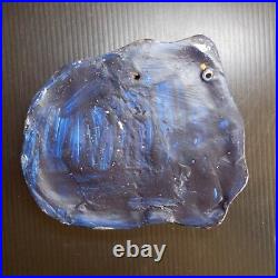 Art déco poterie statue chat noir bleu céramique artiste 1925 2020 France N7549