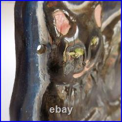 Art déco poterie statue chat noir bleu céramique artiste 1925 2020 France N7549