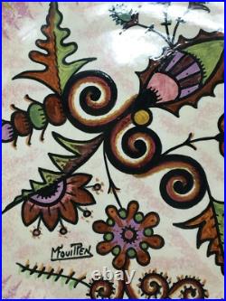 Assiette Céramique Quimper Signé Paul Fouillen Art Déco 1930 Plat Faïence