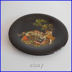 Assiette céramique faïence fait main noir scène Romantisme Art Déco France N3114