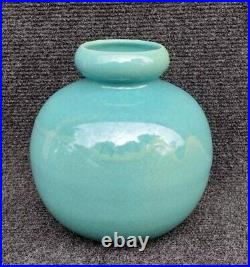 Beau Vase Art Déco Vallauris Années 20-30 Céramique Craquelée Turquoise