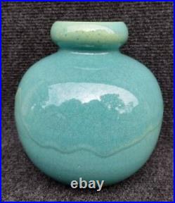 Beau Vase Art Déco Vallauris Années 20-30 Céramique Craquelée Turquoise