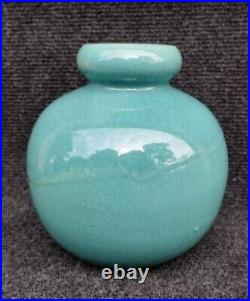 Beau Vase Art Déco Vallauris Années 20-30 Céramique Craquelée Turquoise