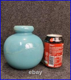 Beau Vase Art Déco Vallauris Années 20-30 Céramique Craquelée Turquoise