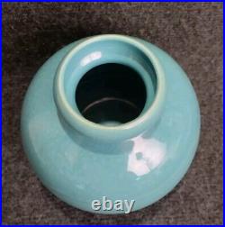 Beau Vase Art Déco Vallauris Années 20-30 Céramique Craquelée Turquoise