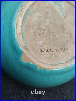 Beau Vase Art Déco Vallauris Années 20-30 Céramique Craquelée Turquoise