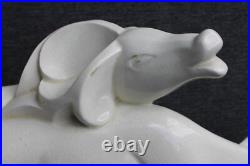 Belle Céramique Craquelée 44,5 cm Lemanceau Biche Blanche Art Déco Saint Clément