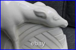 Belle Céramique Craquelée 44,5 cm Lemanceau Biche Blanche Art Déco Saint Clément