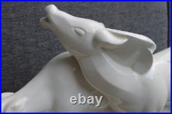 Belle Céramique Craquelée 44,5 cm Lemanceau Biche Blanche Art Déco Saint Clément