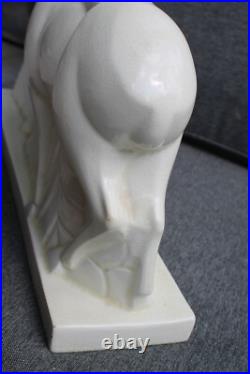 Belle Céramique Craquelée 44,5 cm Lemanceau Biche Blanche Art Déco Saint Clément