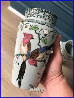 Belle Paire Vases Céramique LONGWY Art déco Oiseau Perroquet Perruche Belle Paire Vases Céramique LONGWY Art déco Oiseau Perroquet Perruche