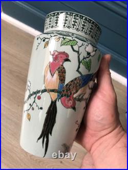 Belle Paire Vases Céramique LONGWY Art déco Oiseau Perroquet Perruche Belle Paire Vases Céramique LONGWY Art déco Oiseau Perroquet Perruche