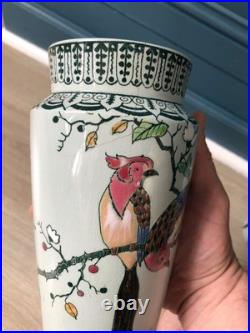Belle Paire Vases Céramique LONGWY Art déco Oiseau Perroquet Perruche Belle Paire Vases Céramique LONGWY Art déco Oiseau Perroquet Perruche