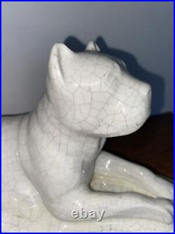 Belle Sculpture Craquelé Art Deco Chien Bulldog Dlg La Louviere Longwy Bavent