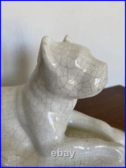 Belle Sculpture Craquelé Art Deco Chien Bulldog Dlg La Louviere Longwy Bavent