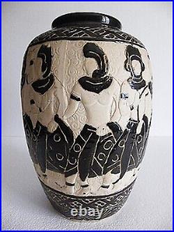 Bien Hoa Imposant Vase Ceramique Emaille Indochine Vietnam Art Deco Asie