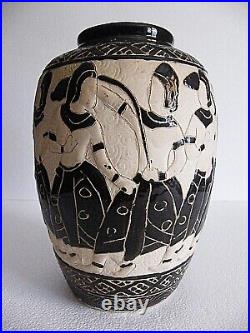 Bien Hoa Imposant Vase Ceramique Emaille Indochine Vietnam Art Deco Asie