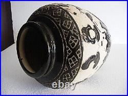 Bien Hoa Imposant Vase Ceramique Emaille Indochine Vietnam Art Deco Asie