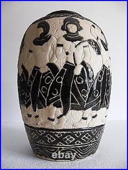 Bien Hoa Imposant Vase Ceramique Emaille Indochine Vietnam Art Deco Asie