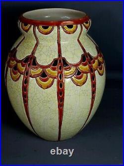 Boch Catteau imposant vase céramique émaillée craquelée Art-déco Parfait état SB