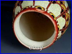 Boch Catteau imposant vase céramique émaillée craquelée Art-déco Parfait état SB