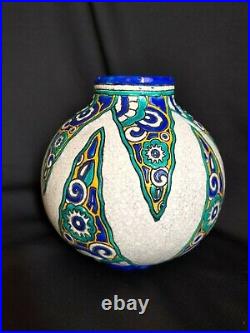 Boch Frères Kéramis Catteau / Vase boule en céramique émaillée / Art Déco D1101