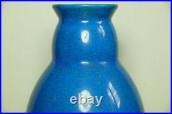 Boch La Louvière Vase Craquelé Bleu céramique Art-Deco (1920 1949)
