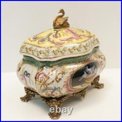 Boite Bijoux Cygne Oiseau Style Art Deco Style Art Nouveau Porcelaine Ceramique