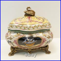 Boite Bijoux Cygne Oiseau Style Art Deco Style Art Nouveau Porcelaine Ceramique