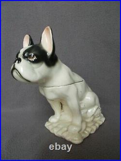 Boite art deco bouledogue francais sculpture en ceramique chien bulldog statue