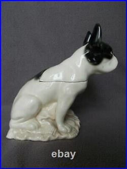 Boite art deco bouledogue francais sculpture en ceramique chien bulldog statue
