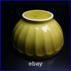Bol coupe récipient céramique faïence jaune vintage art déco France N6717