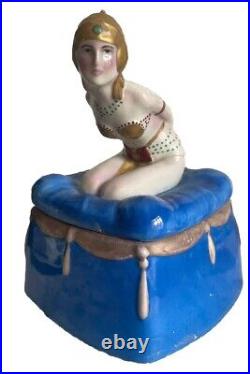 Bonbonnière Art Déco ETLING Danseuse Années Folles Agenouillée mains liées SEGB