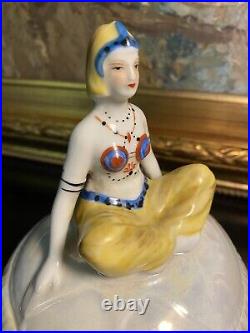 Bonbonnière porcelaine Art Déco danseuse orientale assise