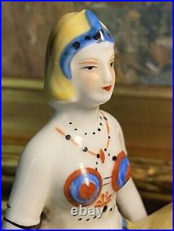 Bonbonnière porcelaine Art Déco danseuse orientale assise