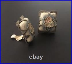 Boucles D'oreille Clip Vintage Céramique Art Deco Piece Unique French Fashion