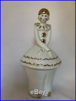 Bouteille Ceramique Blanche Rehausse Dorure Colombine Art Deco Gout Robj L17