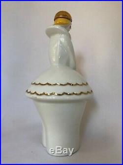 Bouteille Ceramique Blanche Rehausse Dorure Colombine Art Deco Gout Robj L17