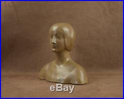Buste De Femme Art Deco En Ceramique Signee Denbac Metenier